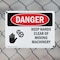 Signmission Keep Hands Clear Of Moving Machinery Danger Sign, Plastic, 10in W x 7in L, 2PK OS-2PACK-DS-P-710-L-1392 - alternate 6